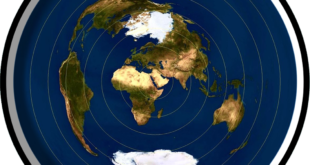 و الی الارض کیف سطحت ؟ - زمین تخت - نقشه زمین تخت اسلامی با مرکزیت و دارای دو قطب
